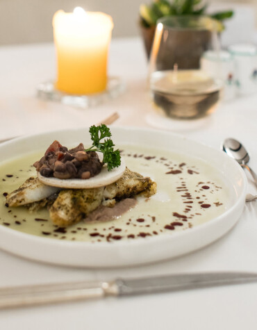 Gericht beim 5-Gang-Abendmenü im Waldhof Fuschlsee Resort. 